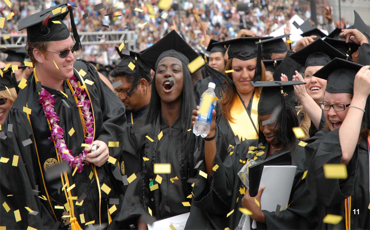 Students celebrate during CSU commencment ceremony