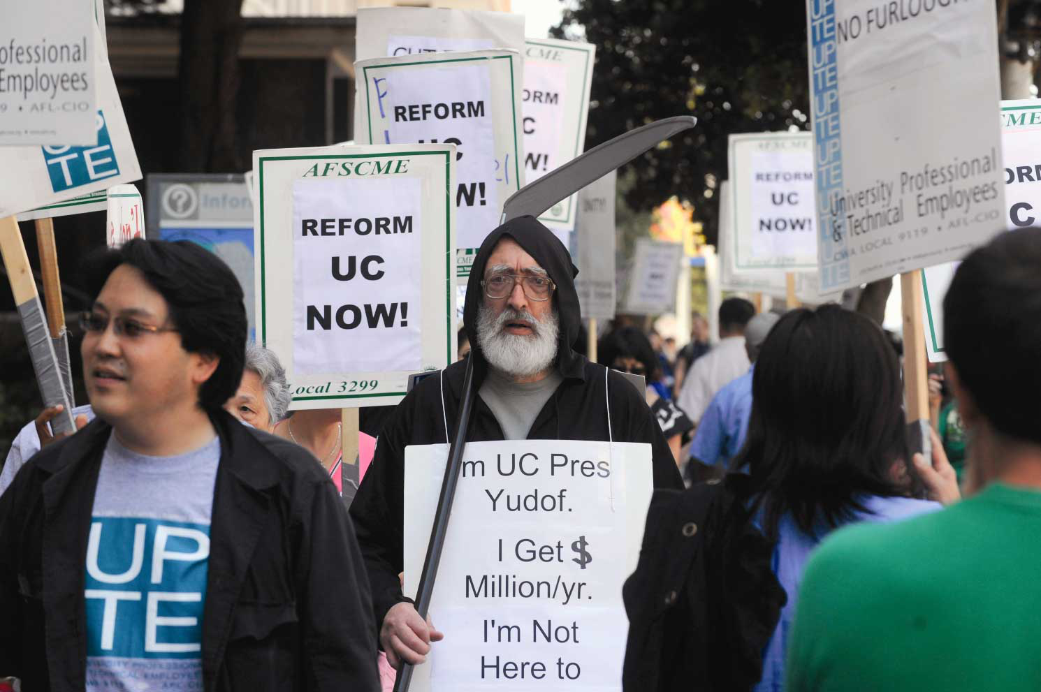 University of California employees demonstrate in San Francisco.