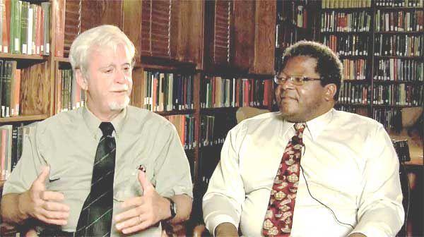 Dr. John Perry (left), a University of California, Riverside philosophy professor, and Dr. Ken Taylor, a Stanford University philosophy professor, host &ldquo;Philosophy Talk.&rdquo;