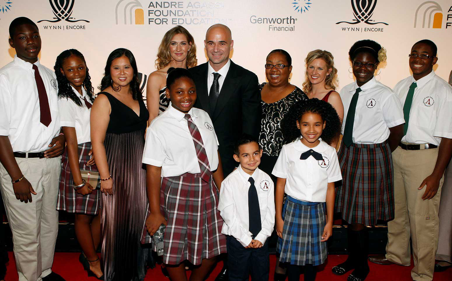 Andre Agassi and students
