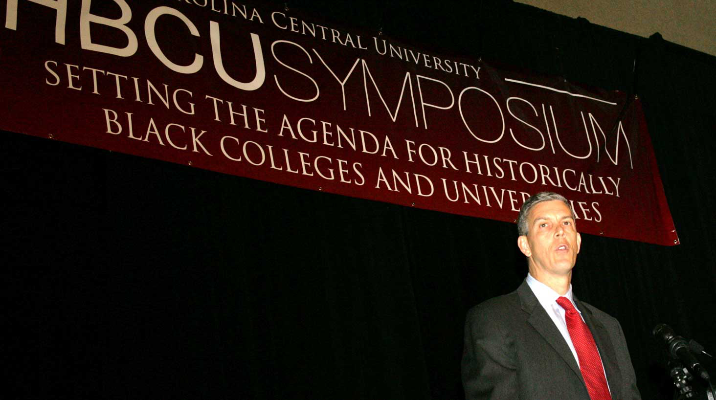 U.S. Secretary of Education Arne Duncan spoke Thursday at the North Carolina Central University Centennial HBCU Symposium in Durham, N.C. (photo by Robert E. Lawson)