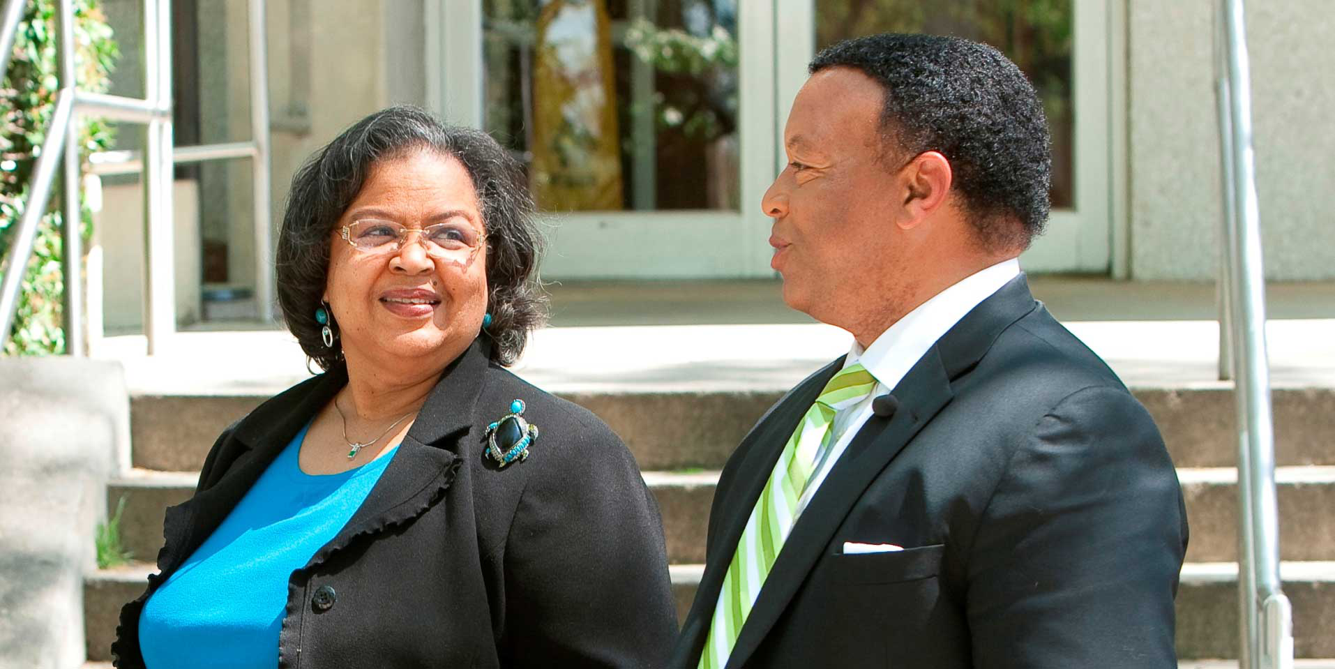 Saint Augustine&rsquo;s College president Dianne B. Suber and Fox News reporter Kelly Wright.
