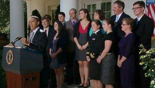 President Barack Obama at White House news briefing