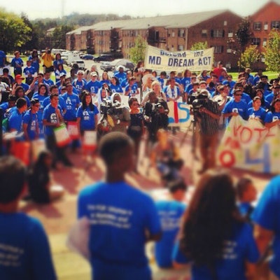 Students at the University of Maryland march in favor of the Dream Act.