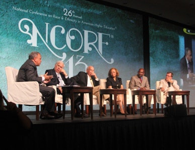 The panel of presidents highlighted the monumental challenges their institutions faced in order to survive post-Katrina. (Photo by Corey Davidson)