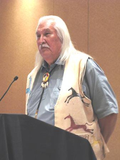 Lionel Bordeaux, president of Sinte Gleska University, speaks at the AIHEC annual conference.