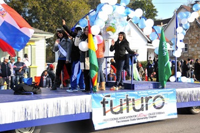 Tennessee State University’s FUTURO chapter float during the university’s homecoming parade in October. (Photo credit: Daryl Stuart)