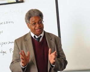 Dr. James Harrison has been successful in incorporating images of Blacks, immigrants, American Indians and other groups “so students get the idea that many of us together created what is the U.S.”