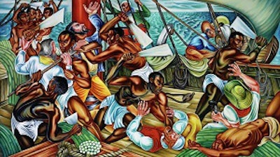Part of artist Hale Woodruff’s three-panel Amistad mural.