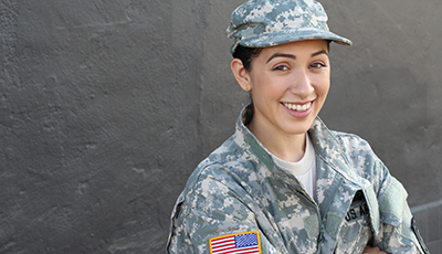 Happy healthy ethnic army female soldier