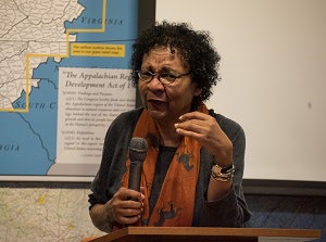 bell hooks speaking at an event.