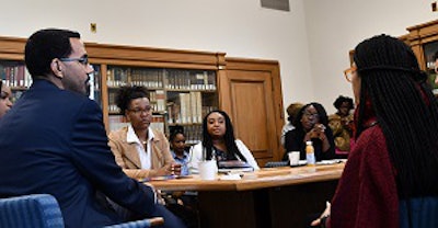 Dr. John B. King Jr. with students at the roundtable discussion