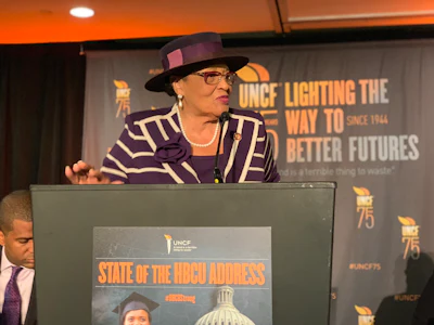 U.S. Rep Alma Adams speaks at the UNCF event.