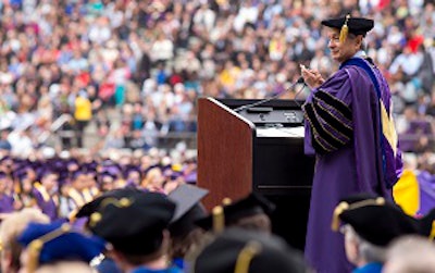 Dr. Les Wong at a San Francisco State University graduation.
