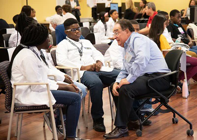 UMB President Jay A. Perman gets acquainted with CURE scholars.