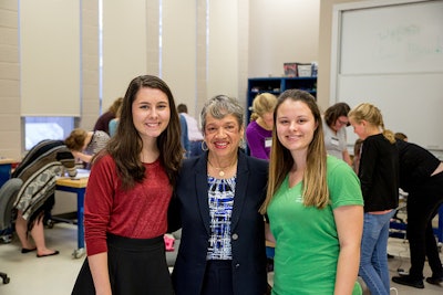 Students meet Dr. Christine Darden, one of the NASA scientists profiled in the bestselling book Hidden Figures. Darden was the 2018 keynote speaker at the Central Virginia National Engineers Week Banquet celebration, which is hosted by Sweet Briar.