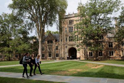 Students walk in the courtyard of the Law school at the University of Michigan in Ann Arbor