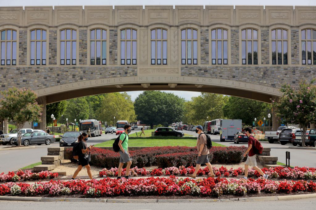 Students Walk On Virginia Techs Blacksburg Campus On Aug 24 The First Day Of Classes For The Fall 2020 Semester Photo By Ray Meese For Virginia Tech