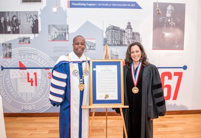 Dr. Wayne A. I. Frederick with Sen. Kamala Harris.