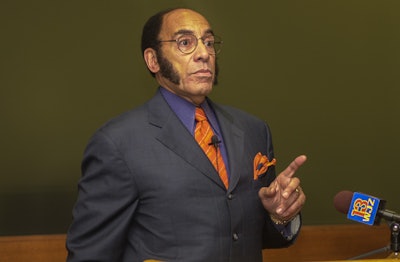 Earl G. Graves Sr. speaking in 2001 at Morgan State University’s School of Business and Management which bears his name. CREDIT: Courtesy of Morgan State University