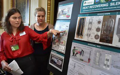 A student from 2018’s Community College Innovation Challenge pitches her team’s project in Washington, D.C.