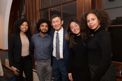 Dr. S. David Wu with students at a welcoming reception in 2020.