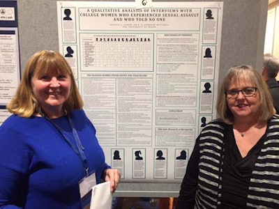 Dr. Sandra Caron, left, and Deborah Mitchell, right, present their research at the annual meeting of the Society for the Scientific Study of Sexuality in Montreal.