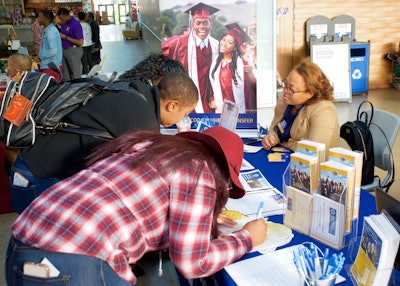 Students meet with HBCU representatives at a career fair. Each fall, California Community Colleges and HBCUs partner for a road trip up and down California’s coast to spread the word about their opportunities.