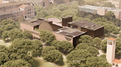 An architectural rendering of Adjaye Associates’ winning proposal for a student center to replace Rice Memorial Center.