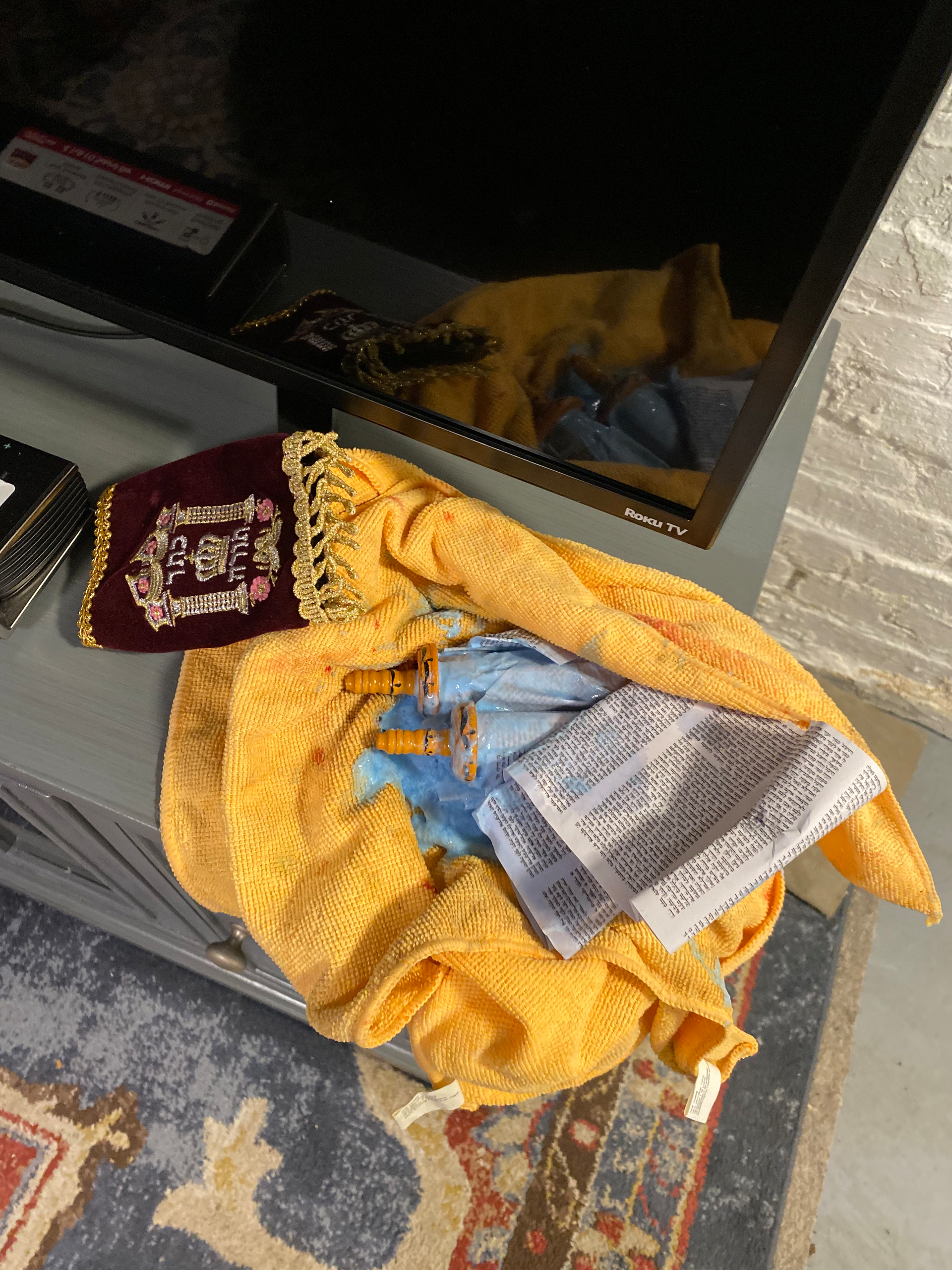 Blue laundry detergent was dumped on a Torah scroll in a vandalism incident at a George Washington University frat house.