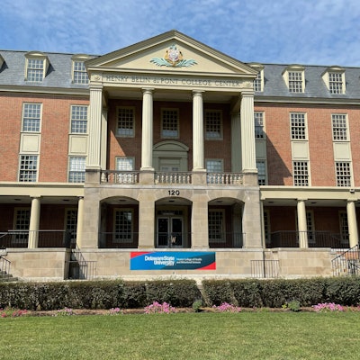 Wesley College's main building, wearing its new moniker. It is now the hub for DSU: Downtown's Wesley College of Health and Behavioral Sciences.