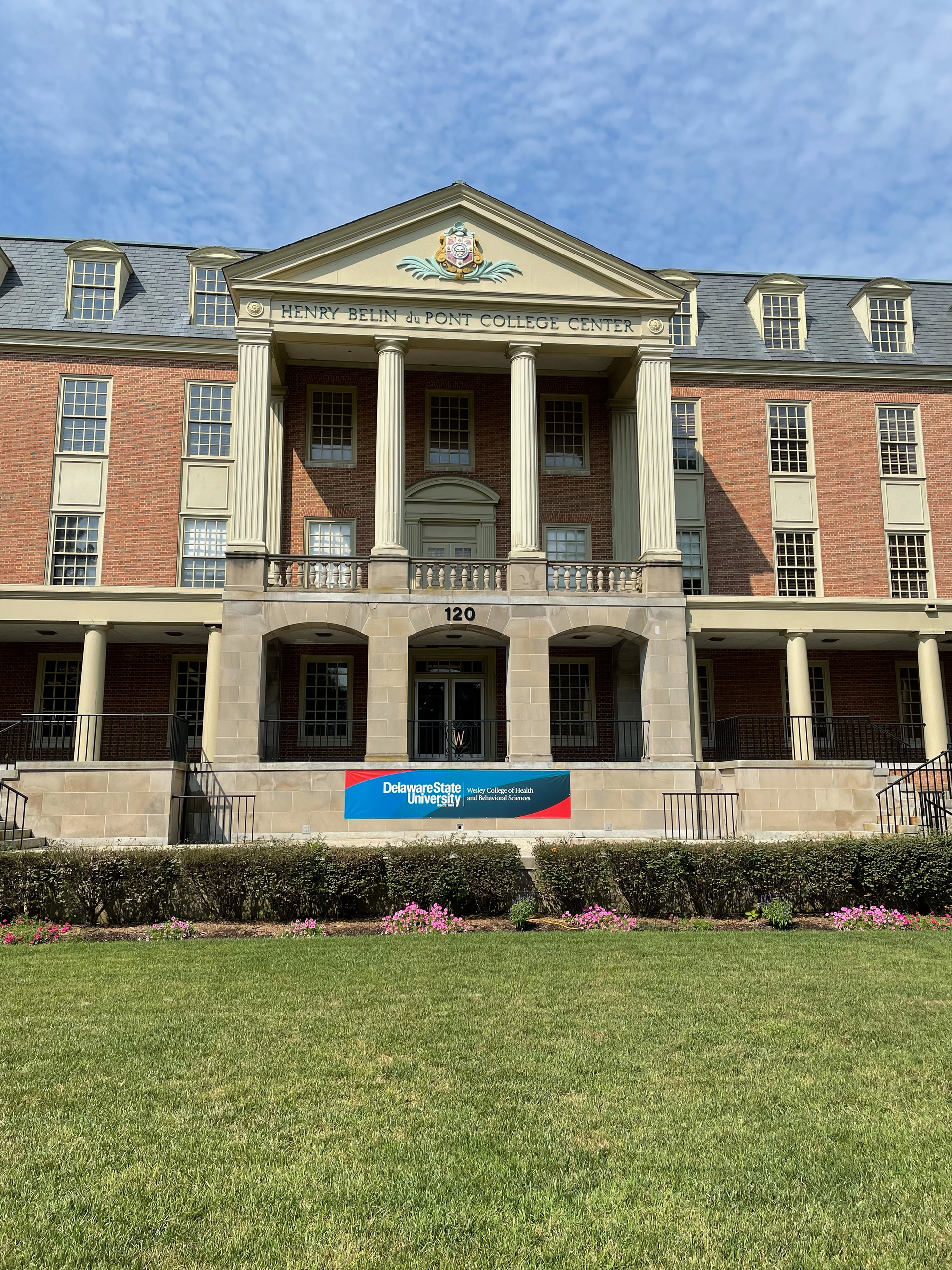 Wesley College's main building, wearing its new moniker. It is now the hub for DSU: Downtown's Wesley College of Health and Behavioral Sciences.