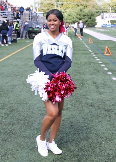 N'dea Hardy in her cheerleading uniform for Wesley. Since moving to DSU, Hardy has stopped cheering.