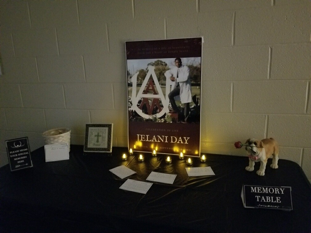 The memory table set up outside the Speech Language Pathology Office at Alabama A&M University.