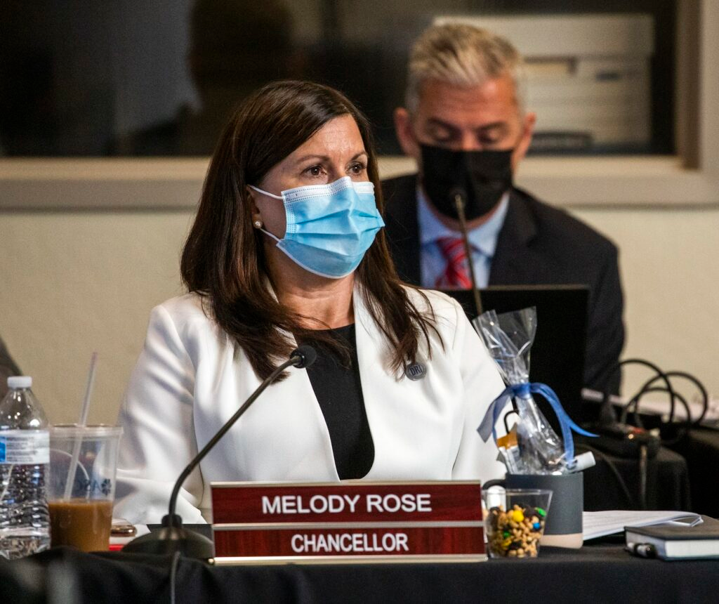 Dr. Melody Rose, Chancellor of the Nevada System of Higher Education, at a September 2021 meeting.