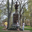 'Silent Sam,' the nickname for The Confederate Monument, on the UNC Chapel Hill campus before being pulled down by protestors in 2018.