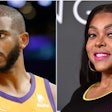 Chris Paul and Taraji P. Henson, photos by Associated Press/Mary Schwalm – Jordan Strauss/Invision/AP.