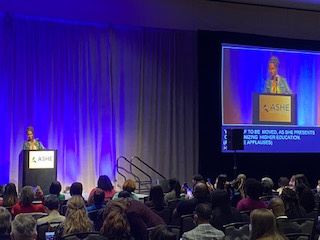Dr. Joy Gaston Gayles addresses the crowd at the opening of ASHE's 47th Annual Conference.