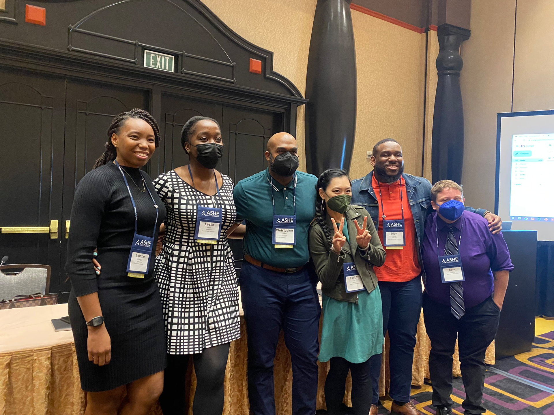(From left to right) Dr. Ezinne Ofoegbu from Santa Clara University, Leslie Uchenna Ekpe from Texas Christian University, Dr. Christopher J.P. Sewell, Dr. Emily Suh from Texas State University, Dion Tremain Harry from North Carolina State University, and Sam Owens from Texas State University.