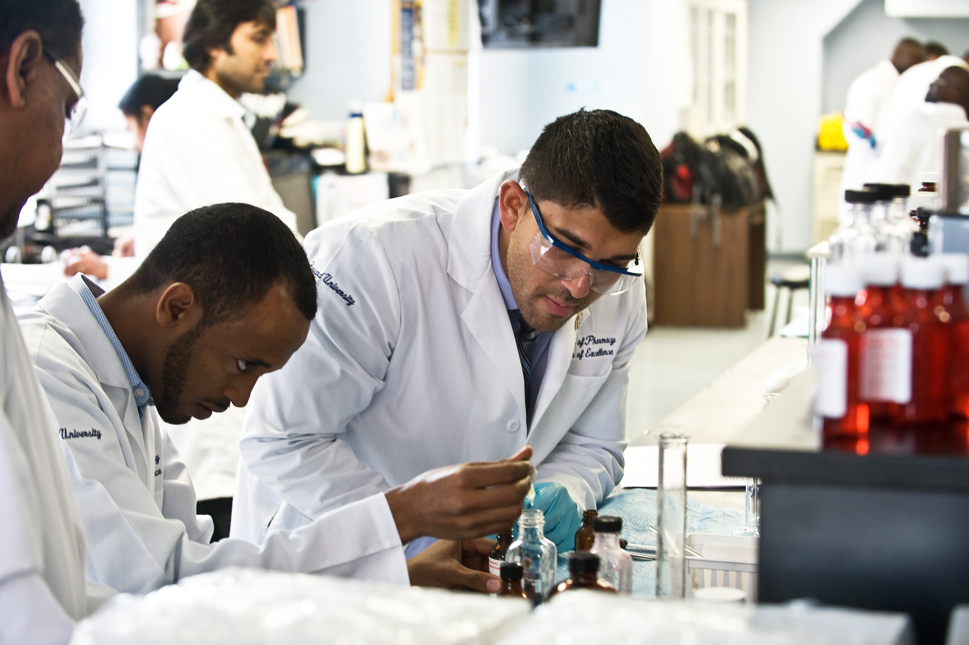 Students work in the lab as part of their studies in Howard University&rsquo;s College of Pharmacy.