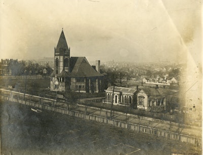 FISK MEMORIAL CHAPEL (1892). Named in honor of Clinton B. Fisk, major contributor to the construction fund. The edifice is a superb example of High Victorian Picturesque architecture. It serves as the location of many campus functions.