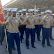 U.S. Marine Corps Pfc. Tereasha S. Peasant, graduates as the honor graduate for platoon 3049, Lima Company, 3rd Recruit Training Battalion, at Marine Corps Recruit Depot Parris Island, South Carolina, Aug. 11, 2023.