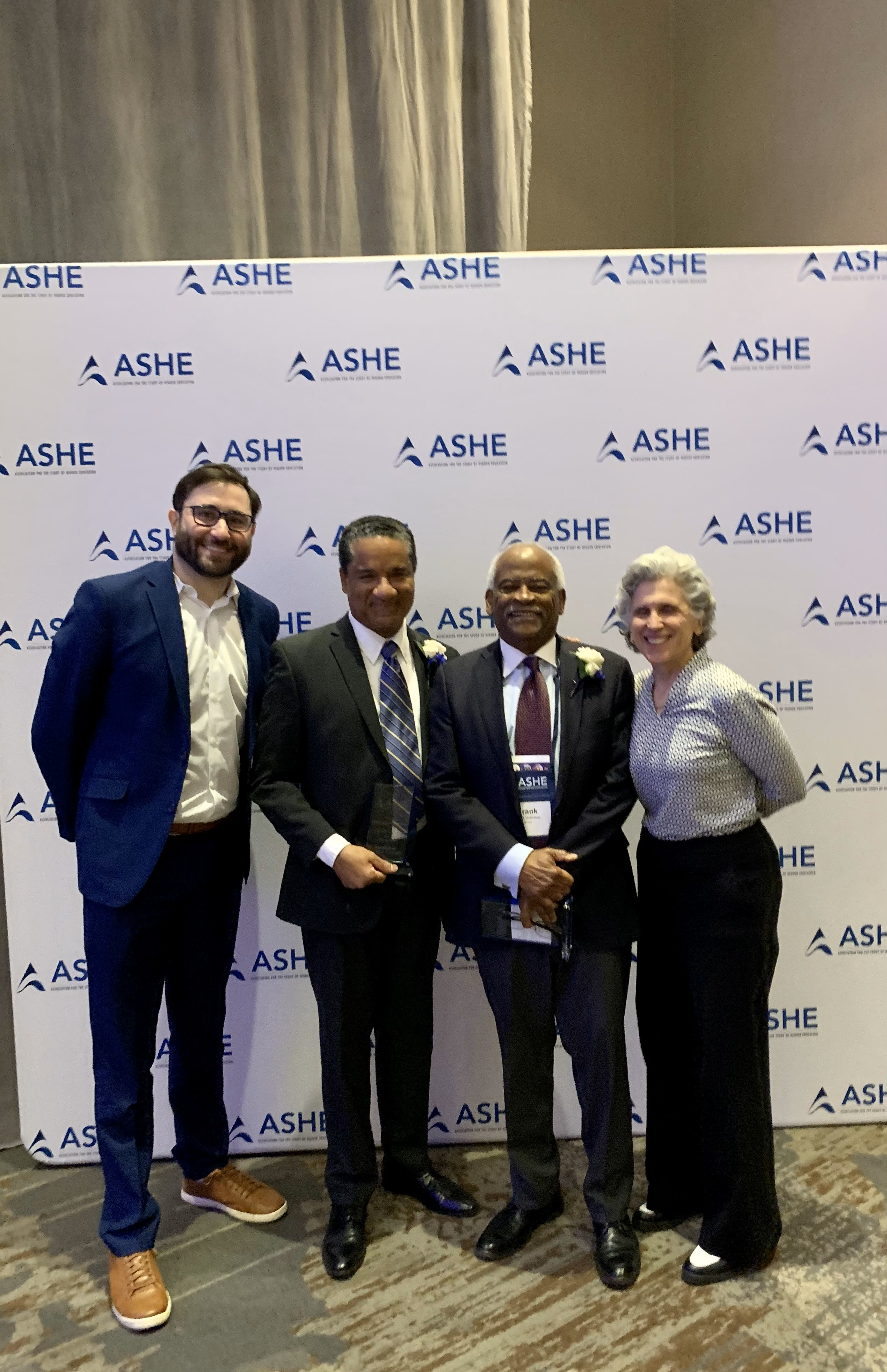 ASHE executive director Dr. Jason P. Guilbeau with Will Cox, president of Diverse: Issues In Higher Education and Frank Matthews, co-founder of the publication and ASHE president Dr. Ana M. Mart&iacute;nez Alem&aacute;n