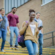College Students Walking Down Stairs