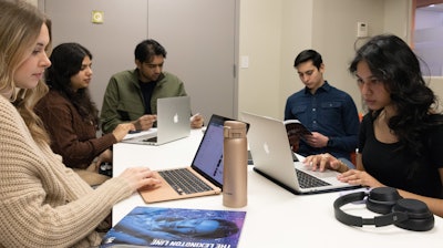 Study space in the EHS New Yorker Lounge.