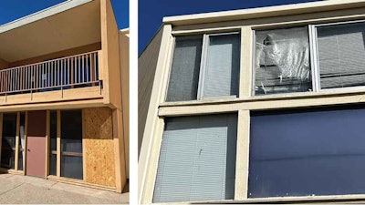The cost to repair some vacant residential halls exceeds the cost of demolition, according to Hispanic-Serving Institutions officials. Damage shown from a GAO site visit.