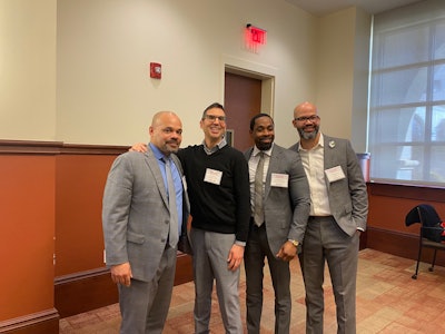 (From left to right) Dr. Ricardo Martinez, Dr. Milton Fuentes, Dr. Christopher Beaumont, and Dr. Enmanuel Mercedes pose after hosting a panel, 'Breaking the Silence: Navigating Men's Experience of Trauma.'