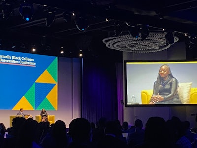 Steve Bumbaugh, senior vice president of College and Career Access at the College Board, sits in conversation with Dr. . Kizzmekia S. Corbett-Helaire, assistant professor of Immunology and Infectious Diseases at Harvard University and leading researcher behind the Moderna COVID-19 vaccine.