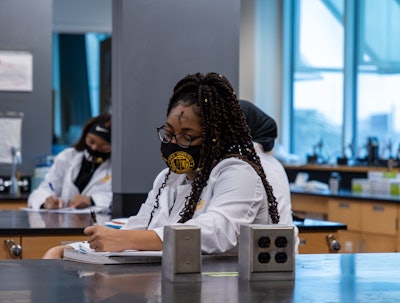 Xavier student hard at work.