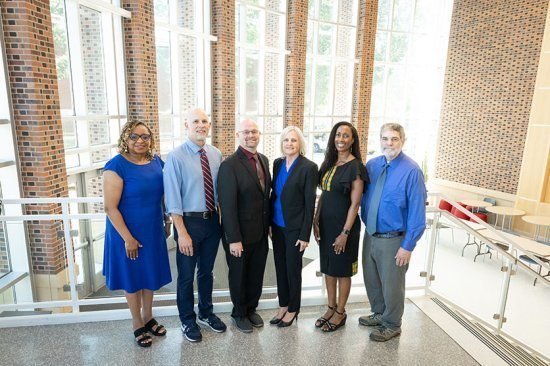(From left) Dr. Loury Floyd, Dr. Hank Weddington, Dr. Shaun Williams, Dr. Jennifer Perkins, Dr. Stephanie Woodard, and Dr. Christopher Gordon were members of the Noyce Grant Team to secure funds promote STEM teaching.